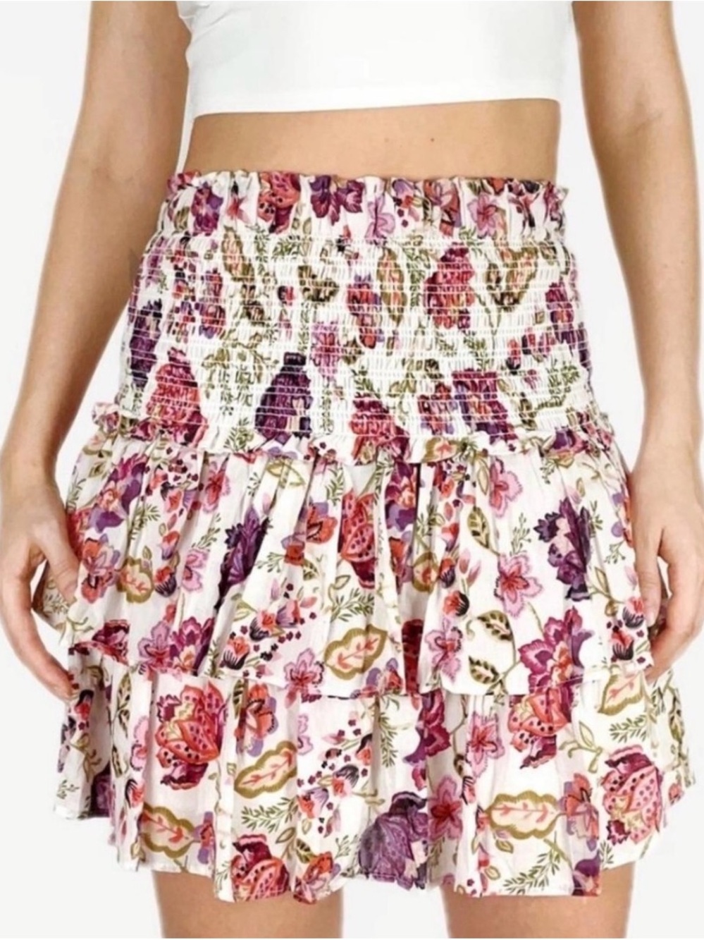 House of Harlow 1960 Floral Ruffled Mini Skirt